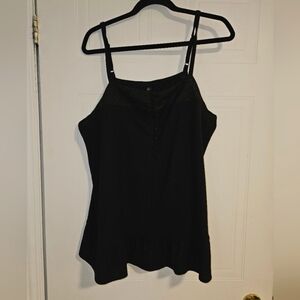 Torrid Top Womens Size 2X Black Sleeveless Lace Babydoll Cami Tank Top